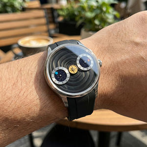 Reloj Mecánico Automático con Esfera Doble Negra Cotes De Geneve, Logotipo Personalizado OEM, Correa de Goma, de Fábrica - Product Image 2