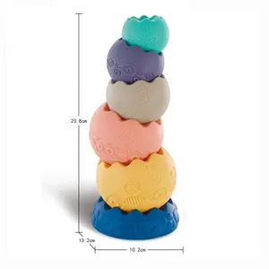 Soft rubber stacks of balls set colorful egg balance stacking toys other baby toys 2024