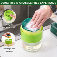 Torchon Liquide Automatique de Cuisine Éponge Brosse à Vaisselle Distributeur de Savon Manuel pour Salle de Bain