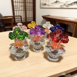 Ornement de plante en cristal, forme géométrique violette, décoration de bureau pour salon, cadeau d'anniversaire, cadeau personnel - Product Image 1