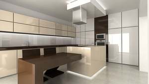 Luxury Foshan Red Glossy <b>Kitchen</b> Cabinets MDF Material Wall Cabinet <b>with</b> Lacquer Finish Modern <b>Kitchen</b> <b>Island</b> Furniture Set - Product Image 2