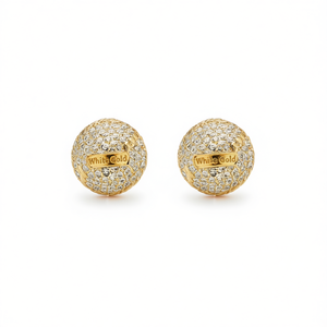 Pendientes de Bola de Oro Blanco E4808 con Cristales de Estrás, Microincrustaciones, Joyería de Moda Unisex - Product Image 1