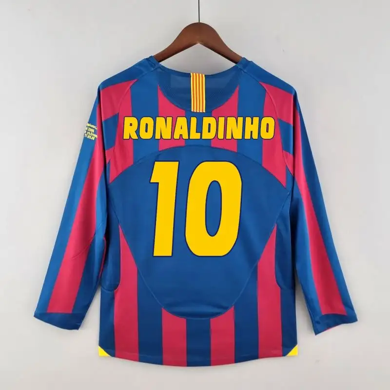 Retro S Long sleeve Soccer jerseys Barca 96 97 08 09 10 11 XAVI RONALDINHO RONALDO finals classic maillot de foot 12 13 14 15 16