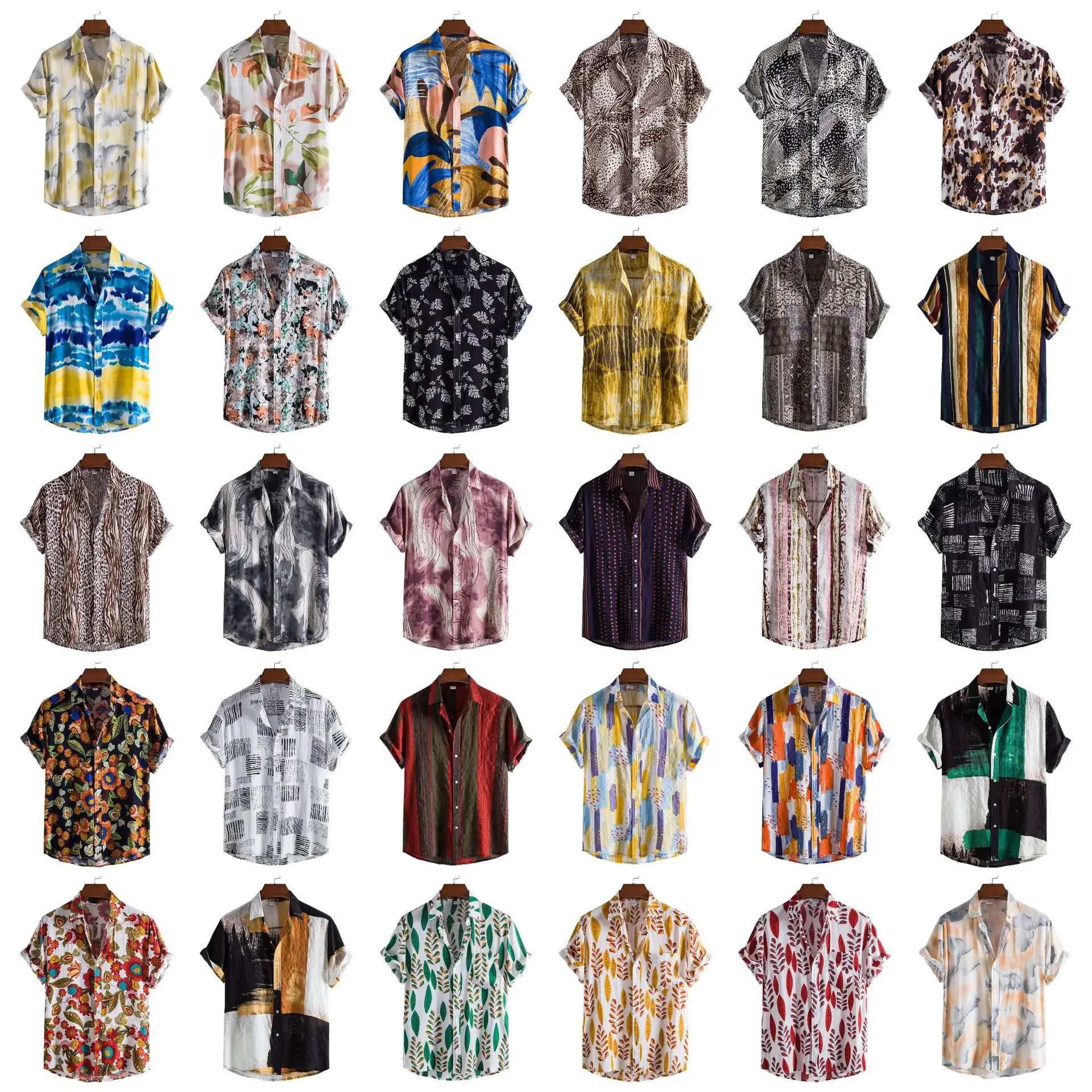 2023 Resort Spring Summer Shirt For Men Custom Printed Graphic Beach Hawaiian Short Sleeve Mens Hawaiian Shirt