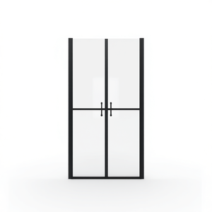 Puerta de Ducha Transparente ESG de 30.7''-31.9''x74.8'' con Marco Negro, Vidrio Templado, Bisagras y Diseño Rectangular Minimalista - Product Image 1