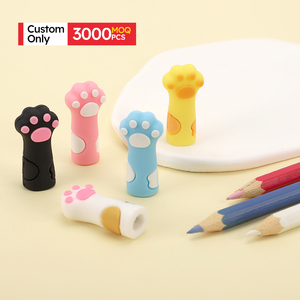 MOQ 3000 pièces – Capuchon de stylo en silicone durable de haute qualité avec logo personnalisé, motif patte de chat, et figurines d'animaux de dessin animé - Product Image 2