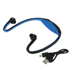 Compact Digital Music Player Dual-channel Sports MP3 with FM Function Headphone Wireless Plug-in Card Headset Black +Blue for Mu