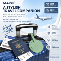 Étiquettes de bagages rondes en cuir PU pour valises avec porte-carte nominative, étiquettes d'identification anti-perte pour accessoires de voyage