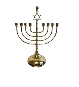 Elegante Menorah de 9 Ramas Chapada en Oro con Estrella de David, Candelabro Judío de Metal Premium para Decoración del Hogar y Regalo Religioso - Product Image 6