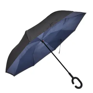 Guarda-chuva manual de borracha da fibra do poliéster, guarda-chuva de borracha da camada dupla uv com logotipo personalizado