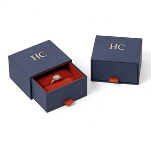 กล่องใส่แหวนแบบคลาสสิกสั่งทำพิเศษ กล่องเก็บเครื่องประดับแบบลิ้นชักแข็งหรูหรา บุผ้ากำมะหยี่ ปั๊มฟอยล์ โลโก้สั่งทำได้ รับผลิตแบบ OEM - Product Image 4