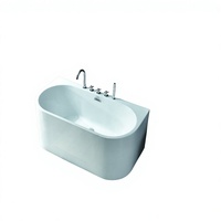 Baignoire autoportante d'angle en acrylique uni CUPC, rectangulaire, écologique, moderne, 1,5 m, avec drain central, thérapie par l'air, sans jets
