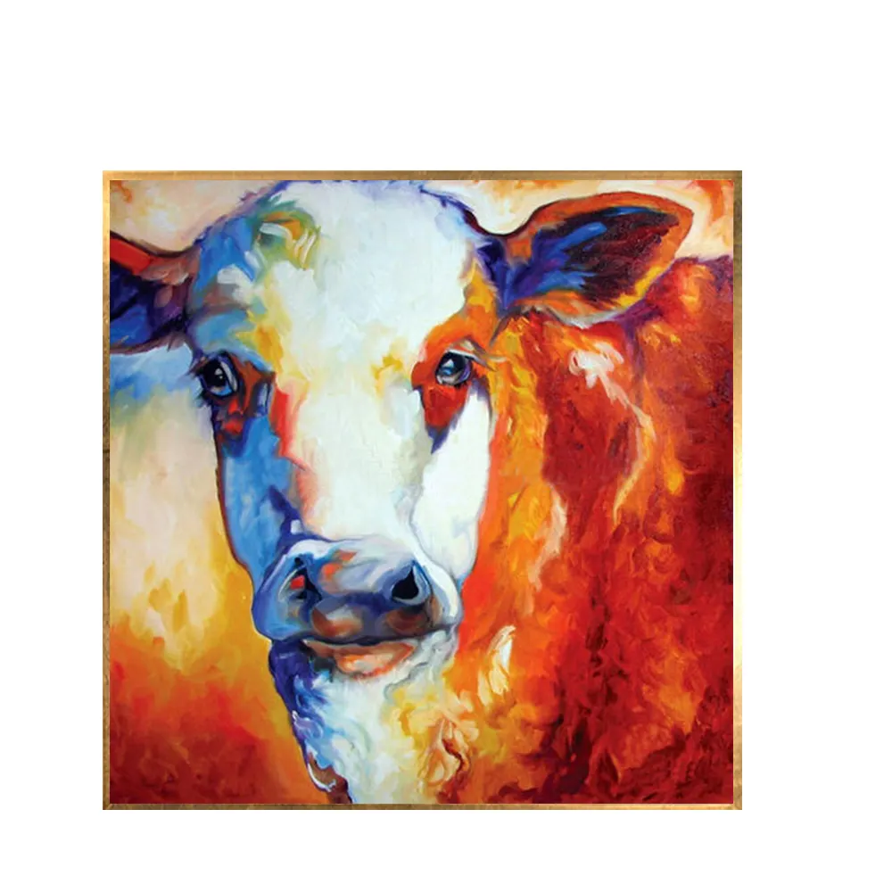 Touro pintura pintados à mão abstratos animais pintura a óleo sobre tela Modern Cow Head pintura a óleo para decoração Wall Picture