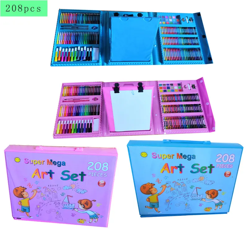 208 pezzi bambini set de arte 208 pezzi disegno più colori sicuro colorazione pittura arte set con tavolo da disegno