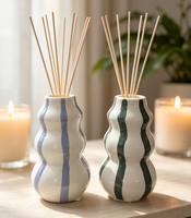 Diffuseur de parfum d'ambiance en céramique personnalisé, forme de gourde rayée, pour huiles essentielles, décoration aromathérapie