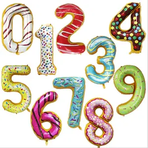 40 인치 거대한 도넛 도넛 사탕 디지털 풍선 뿌리와 함께 재미 있은 크리 에이 티브 번호 호일 풍선 아이 파티 소년 소녀