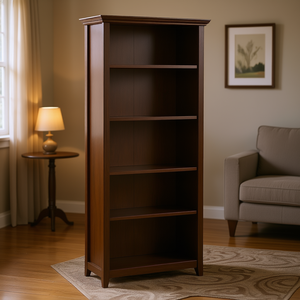 ตู้หนังสือ 5 ชั้น รุ่นแอมเฮิร์สต์ ทำจากไม้ฮิคกอรี่สีน้ำตาล ดีไซน์แบบดั้งเดิม เฟอร์นิเจอร์ห้องนั่งเล่น - Product Image 2