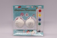 2 pièces de peinture à la main en céramique de Noël pour boule Kit de décoration de peinture et de pinceau assortis pour bonhomme de neige renne pendentif en porcelaine