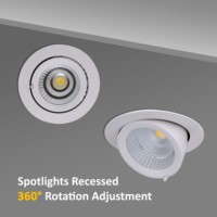 Spots LED encastrés à angle réglable 7W 3500K-6000K CCT, angles de faisceau multiples (15-60°), éclairage pour maison et bureau, certifié CE RoHS