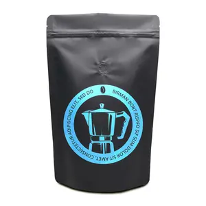 OEM Customized AL Aluminum Foil Stand Up Pouch Ziplock Food Coffee Packaging Bag With 1 Way Valve And Gravure Printing