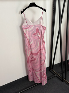 Vestido largo informal para mujer con correa con abertura en el dobladillo con estampado de bloques de colores irregulares-Nueva llegada - Product Image 6