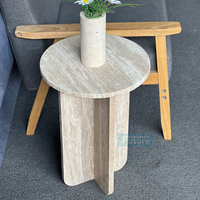 Table basse de luxe en travertin beige blanc naturel plinthe basse salon en marbre Table basse Wabi-Sabi personnalisée Table d'appoint
