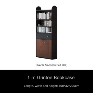 Librería Industrial de Roble <span class=keywords><strong>Rojo</strong></span> Norteamericano Sólido con Almacenamiento de Pared Completo y Vitrina de Exhibición para Sala de Estar - Product Image 5