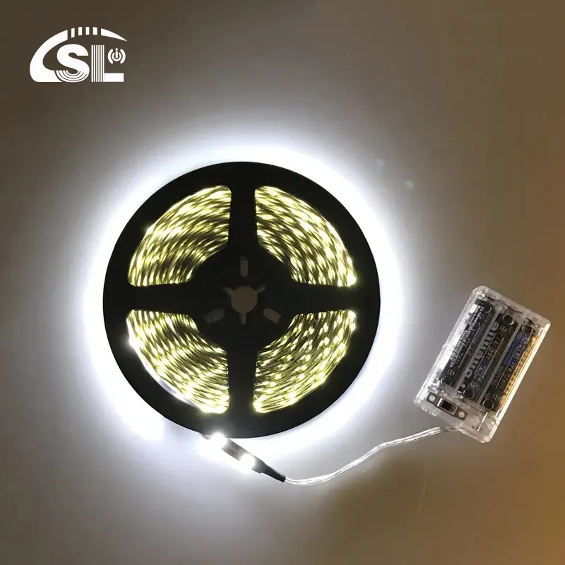 Tira de luces LED de 5V, cinta LED Flexible alimentada por batería 2835 SMD, luz de cinta blanca fría/blanca cálida para decoración del hogar