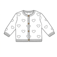 Pull-over pour enfants en coton doux 100% avec motifs cœurs ajourés, boutons sur le devant, nouvelle collection printemps, pour filles, OEM ODM