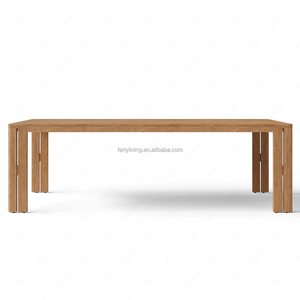 FERLY Ensemble de <span class=keywords><strong>table</strong></span> et de chaises d'extérieur rectangulaire en teck massif moderne artisanal de luxe, mobilier de <span class=keywords><strong>haute</strong></span> qualité - Product Image 2