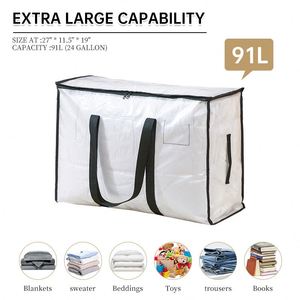 Sac de rangement de déménagement grande capacité avec poignées renforcées, sac de rangement transparent robuste pour couettes, couvertures, literie et vêtements - Product Image 3