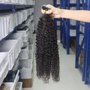 Factory Direct Customized 100% Pure European Micro Ring Loop Hair 100grams/pack Kinky Curly Human Hair Extensions Nano Ring OEM