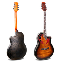 Guitare acoustique-électrique personnalisée en gros à prix abordable - 41 pouces, trou en forme de grappe, équipée d'un égaliseur 7545, finition ultra brillante