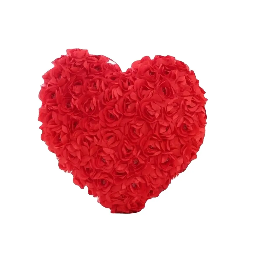 Fabrika özel gül çiçek yastık sevgililer günü hediye kalp şeklinde doldurulmuş oyuncak yastık