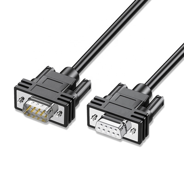 Factory Sale DB9 Connection Cable Bold DB9 Serial Port Male to Female RS232/485 Universal Three Core Extension Black