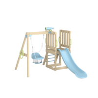 Aire de jeux pour enfants : Chaise balançoire en bois, ensemble de jeu extérieur en rotin, toboggan extérieur en vinyle, ensemble balançoire et toboggan pour enfants, aire de jeux aérienne pour enfants