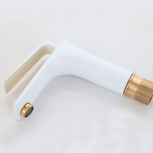 Robinet de lavabo Robinets d'eau Robinet d'évier de salle de bain en laiton Blanc solide Eau froide et chaude Mitigeur de robinet d'évier d'eau à une poignée - Product Image 2