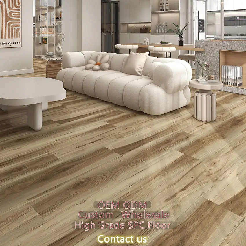 Vente en gros OEM ODM Revêtement de sol flottant de luxe en composite LVT imperméable grain de pierre en bois 5mm SPC pvc click en vinyle pour le sol de la maison