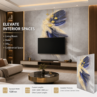 Panneau mural décoratif en PVC brillant MORLENX Blue Gold Feather UV Board pour la décoration intérieure de chambres d'hôtel de luxe