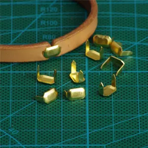 Brass Leather Staples Two Prong for DIY Belt Loops Keeper Connect Craft Fastener Hardware Accessories