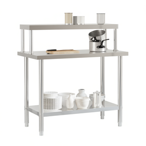 Commercial Kitchen <b>Work</b> <b>Table</b> 43.3x21.7x47.2 Stainless Steel Overshelf Polished Finish Freestanding - Product Image 1