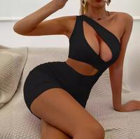 Robes Décontractées Creuses Sexy Dos Nu Sans Manches Mini Robe Tenues Sexy pour Femmes Fête Club Irrégulière Découpe Froncée Robe Gilet