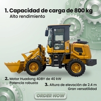 Mini-chargeuse sur pneus CE EPA 0,8 tonne ZL915 4x4 40KW Huadong avec cabine fermée Euro 5, chargeuse frontale compacte pour travaux agricoles et de construction