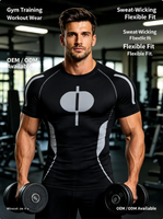 T-shirt de sport pour homme à manches courtes, imprimé par transfert thermique, coupe classique, respirant, anti-rétrécissement, en polyester MilkSilk, séchage rapide, pour la gym et l'entraînement