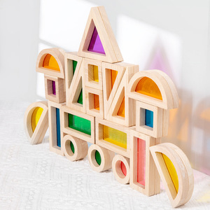 Sensory Building <b>Blocks</b> Rainbow Quicksand Building <b>Blocks</b> Toys Children's Educational Early Education <b>Wooden</b> Toys - Product Image 4