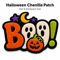 Patch thermocollant personnalisé en feutre non tissé brodé chenille, motif Halloween (Fantôme, Citrouille) pour chapeaux, sacs à dos, cadeaux saisonniers, vente en gros