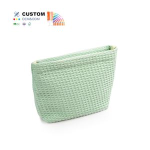 Organisateur de maquillage personnalisé en tissu gaufré avec fermeture éclair, petite pochette pour pinceaux pour femmes - Product Image 1