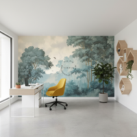 Papier peint mural auto-adhésif imperméable pour la décoration murale de la maison, paysage forestier paisible au ciel étoilé