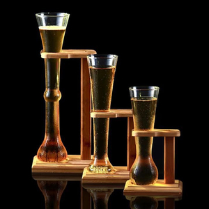 Kunden spezifisches Logo Hohe Biergläser Half Yard of Ale Cocktail glas Long Beer Yard Glass Klassische Bierkrug becher mit Holz ständer - Product Image 4