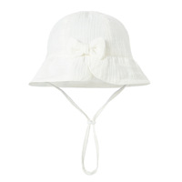Chapeau de soleil respirant en mousseline de coton doux avec nœud, adorable chapeau bob de pêcheur pour bébé